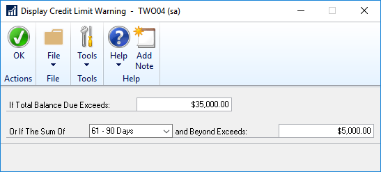 Dynamics GP & Customer Credit Limits