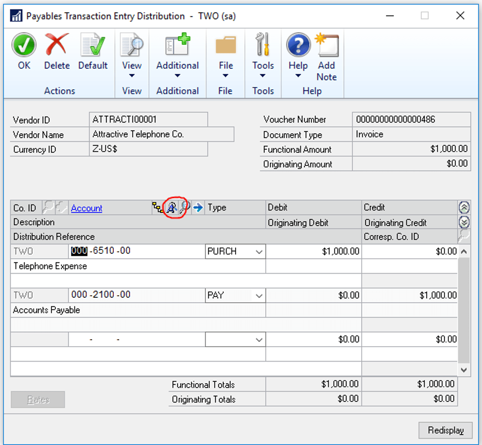 Payables Transaction Distribution